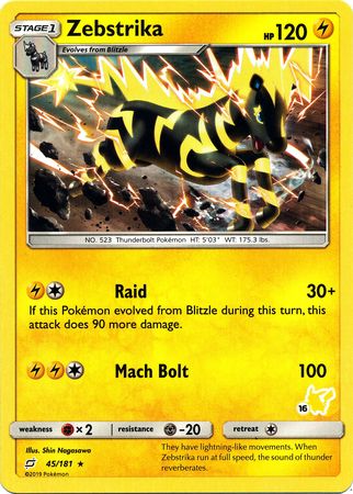 Zebstrika (45/181) (Pikachu Stamp #16) [Battle Academy 2020] | L.A. Mood Comics and Games