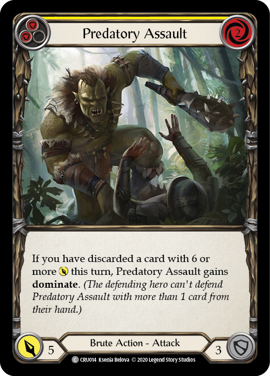 Predatory Assault (Yellow) [CRU014] (Crucible of War)  1st Edition Normal | L.A. Mood Comics and Games