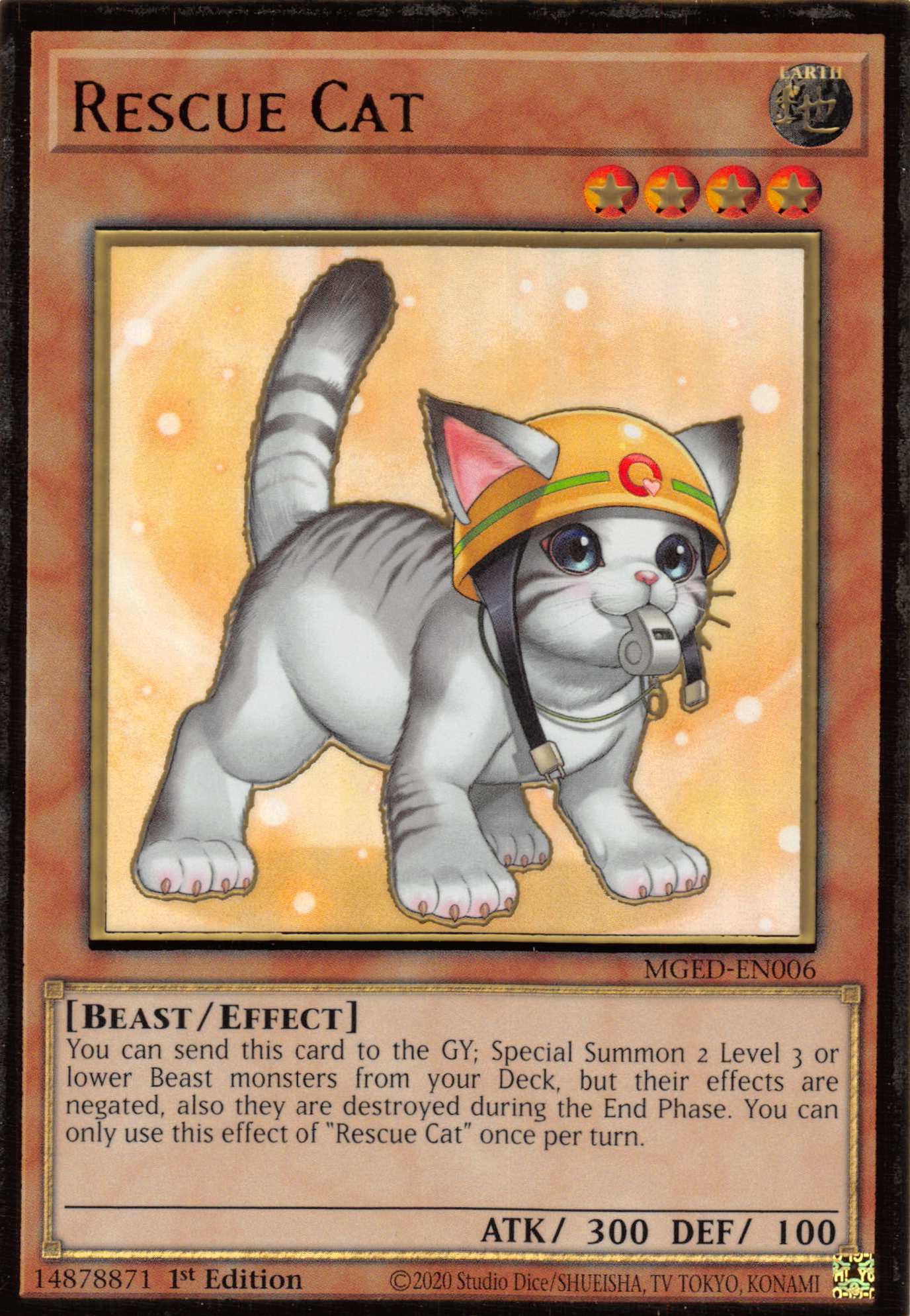 Rescue Cat (Alternate Art) [MGED-EN006] Gold Rare | L.A. Mood Comics and Games