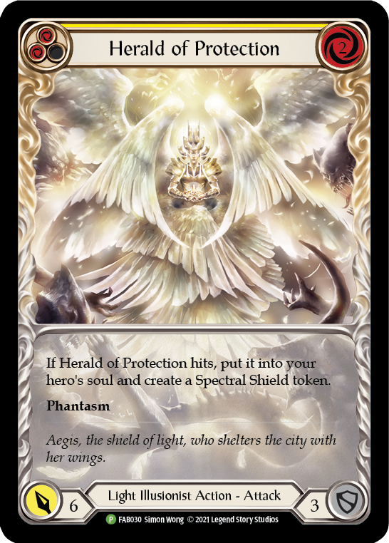 Herald of Protection (Yellow Extended Art) [FAB030] (Promo)  Rainbow Foil | L.A. Mood Comics and Games
