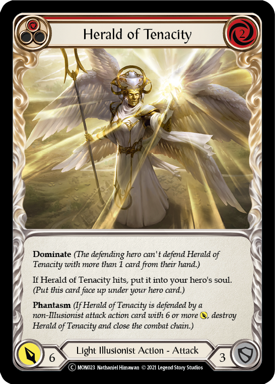 Herald of Tenacity (Red) [U-MON023-RF] (Monarch Unlimited)  Unlimited Rainbow Foil | L.A. Mood Comics and Games