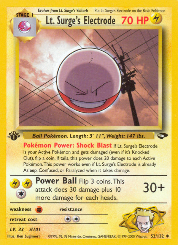 Lt. Surge's Electrode (52/132) [Gym Challenge 1st Edition] | L.A. Mood Comics and Games