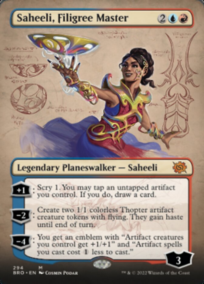 Saheeli, Filigree Master (Borderless Alternate Art) [The Brothers' War] | L.A. Mood Comics and Games