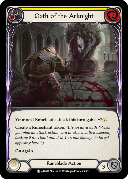 Oath of the Arknight (Yellow) [U-ARC092] (Arcane Rising Unlimited)  Unlimited Rainbow Foil | L.A. Mood Comics and Games