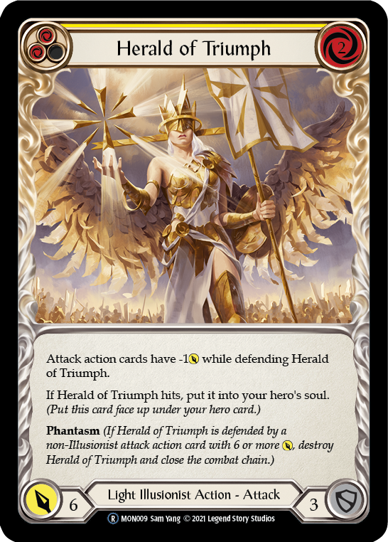 Herald of Triumph (Yellow) [U-MON009-RF] (Monarch Unlimited)  Unlimited Rainbow Foil | L.A. Mood Comics and Games