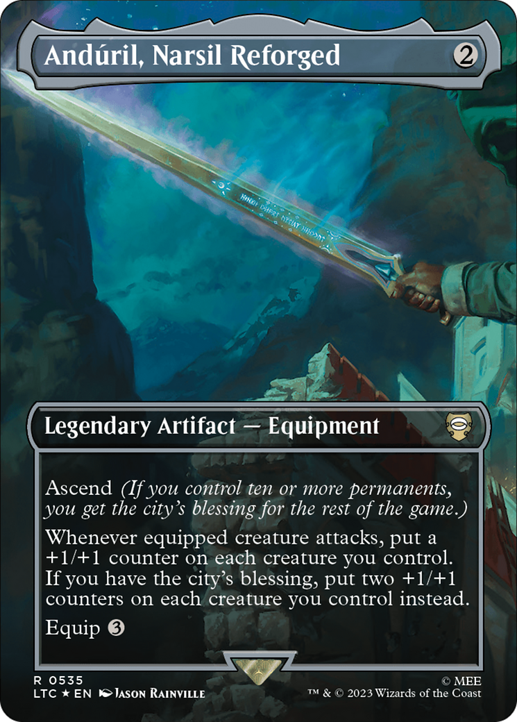 Anduril, Narsil Reforged (Borderless) (Surge Foil) [The Lord of the Rings: Tales of Middle-Earth Commander] | L.A. Mood Comics and Games