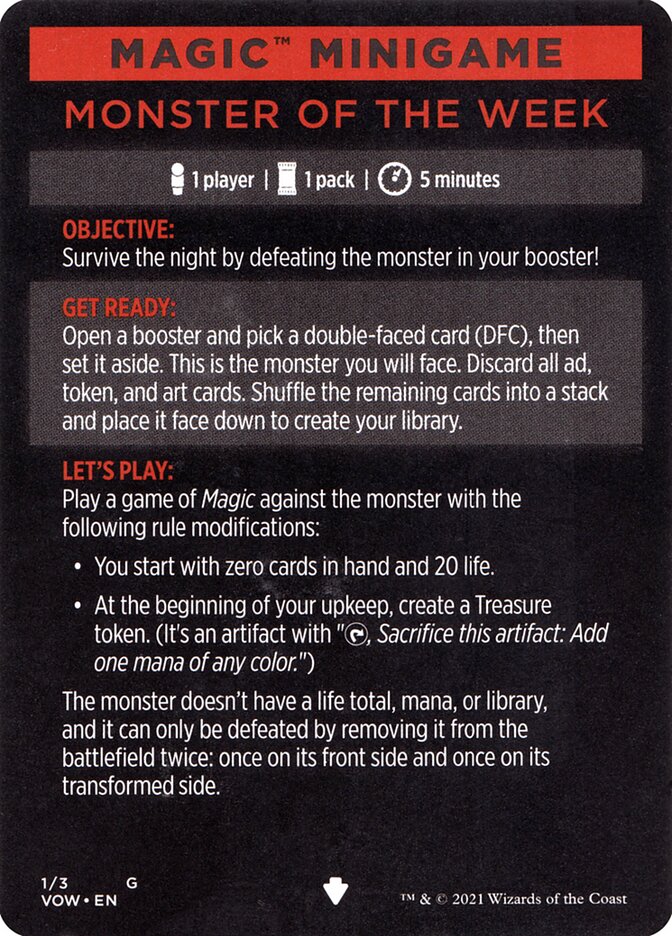 Monster of The Week (Magic Minigame) [Innistrad: Crimson Vow Minigame] | L.A. Mood Comics and Games