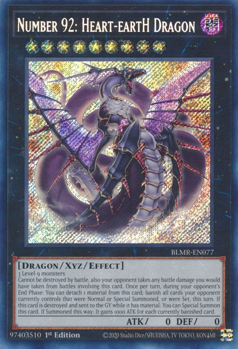 Number 92: Heart-eartH Dragon [BLMR-EN077] Secret Rare | L.A. Mood Comics and Games