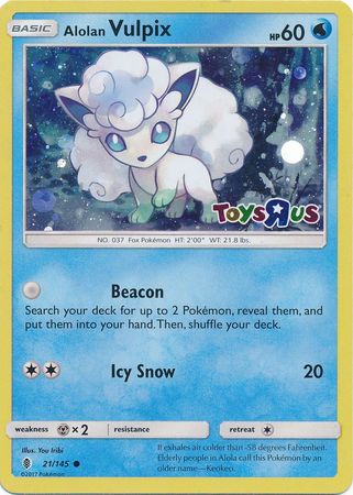 Alolan Vulpix (21/145) (Toys R Us Promo) [Sun & Moon: Guardians Rising] | L.A. Mood Comics and Games