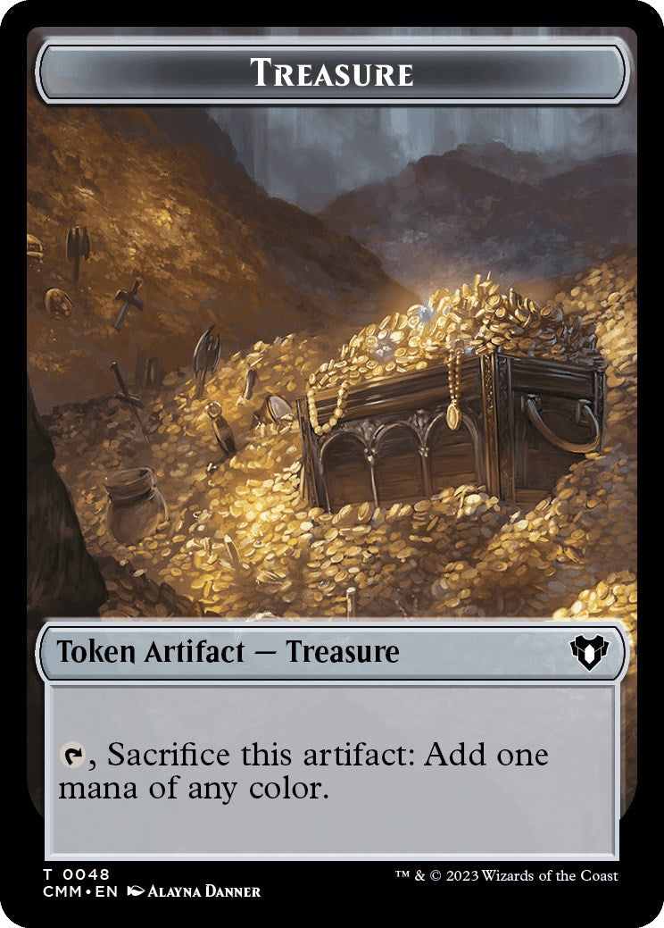 Treasure // Stoneforged Blade Double-Sided Token [Commander Masters Tokens] | L.A. Mood Comics and Games