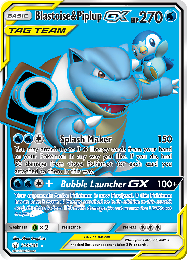 Blastoise & Piplup GX (214/236) [Sun & Moon: Cosmic Eclipse] | L.A. Mood Comics and Games