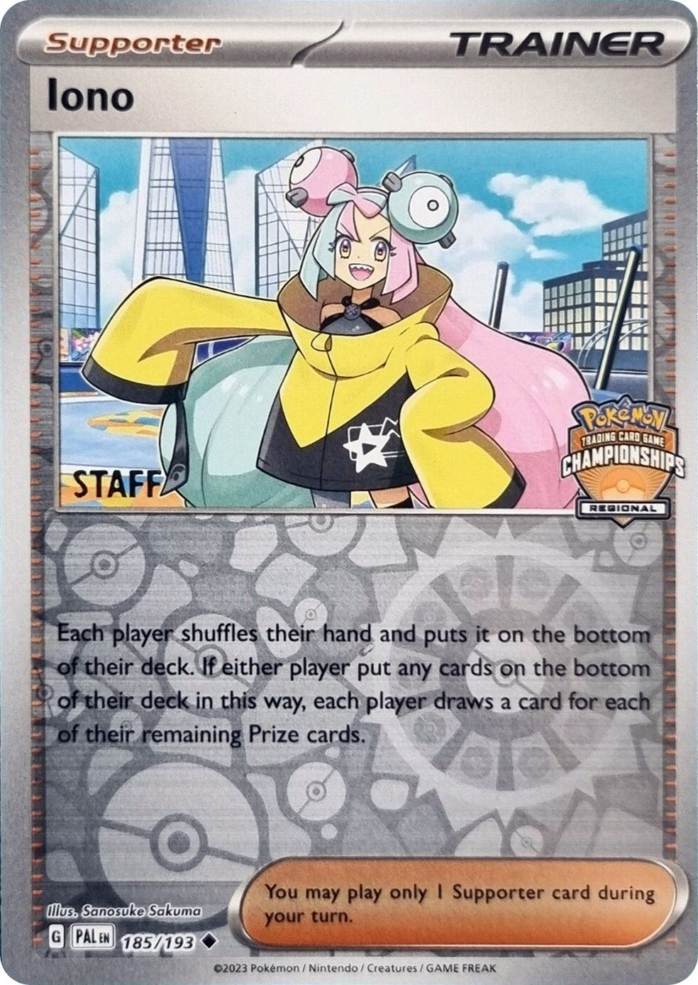 Iono (185/193) (Regional Championships Promo Staff) [League & Championship Cards] | L.A. Mood Comics and Games