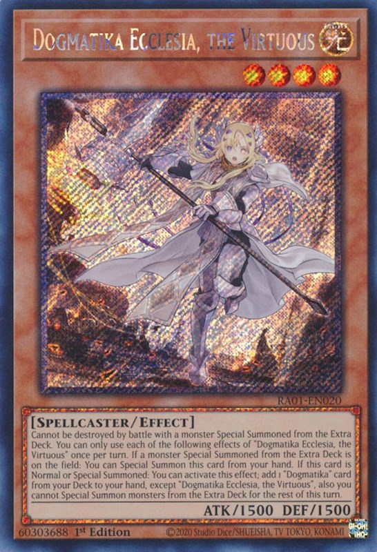 Dogmatika Ecclesia, the Virtuous [RA01-EN020] Platinum Secret Rare | L.A. Mood Comics and Games