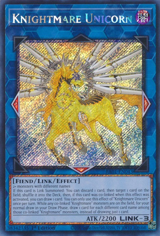 Knightmare Unicorn [RA01-EN043] Platinum Secret Rare | L.A. Mood Comics and Games