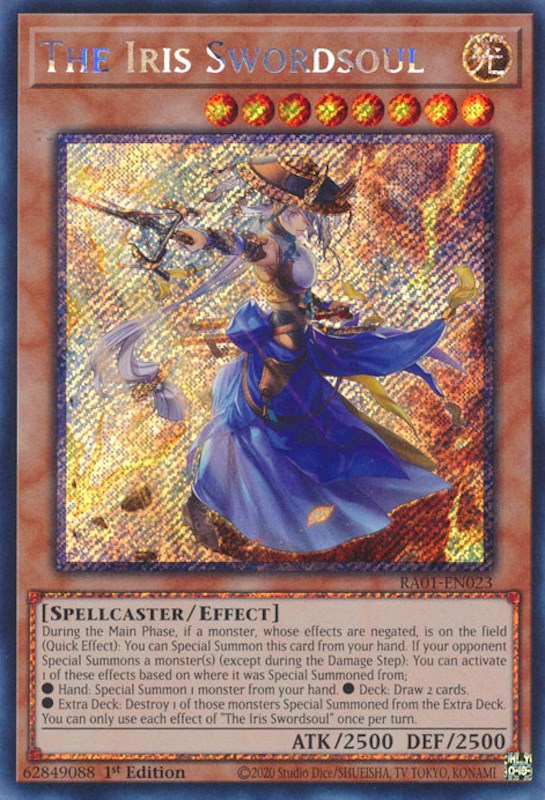 The Iris Swordsoul [RA01-EN023] Platinum Secret Rare | L.A. Mood Comics and Games