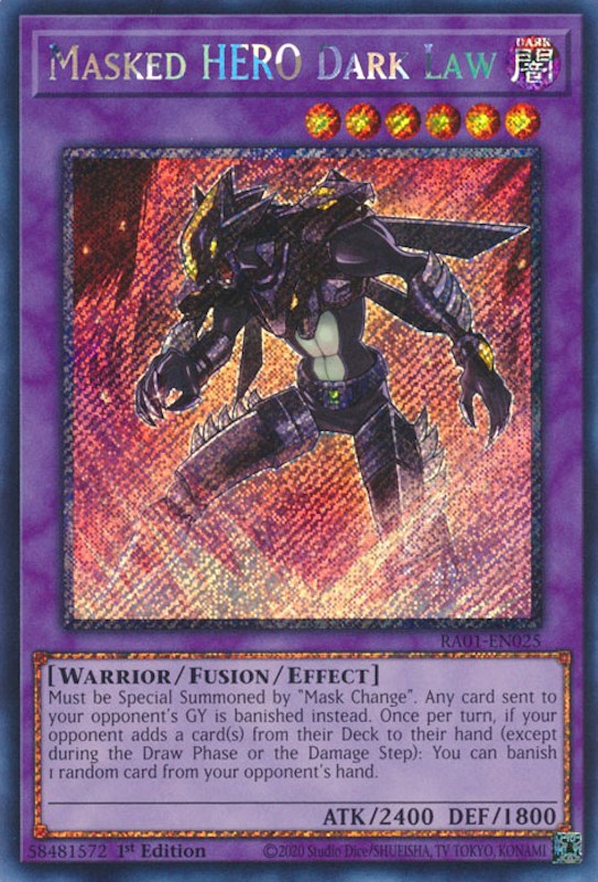 Masked HERO Dark Law [RA01-EN025] Platinum Secret Rare | L.A. Mood Comics and Games