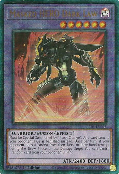 Masked HERO Dark Law [RA01-EN025] Prismatic Ultimate Rare | L.A. Mood Comics and Games