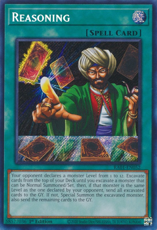 Reasoning [RA01-EN052] Secret Rare | L.A. Mood Comics and Games