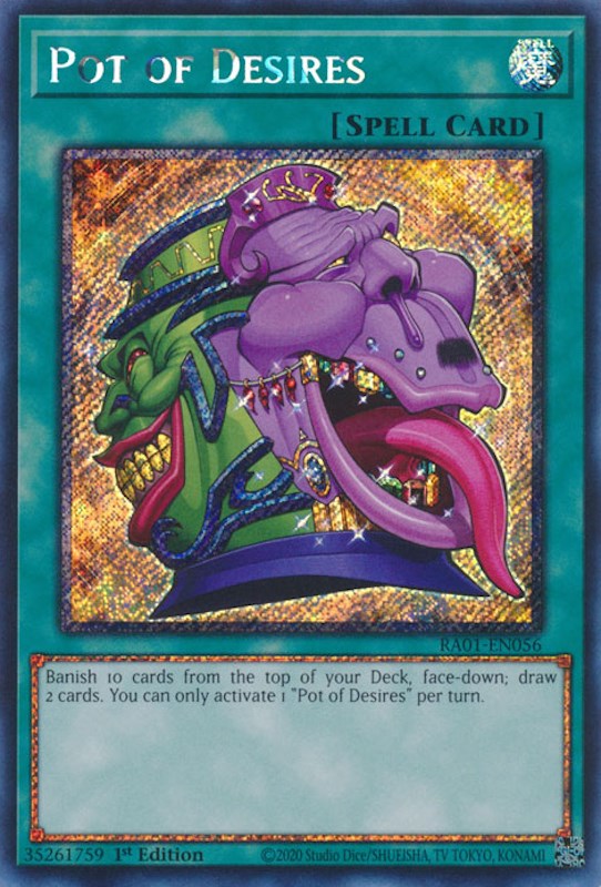 Pot of Desires [RA01-EN056] Platinum Secret Rare | L.A. Mood Comics and Games