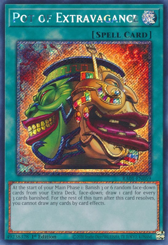 Pot of Extravagance [RA01-EN059] Platinum Secret Rare | L.A. Mood Comics and Games