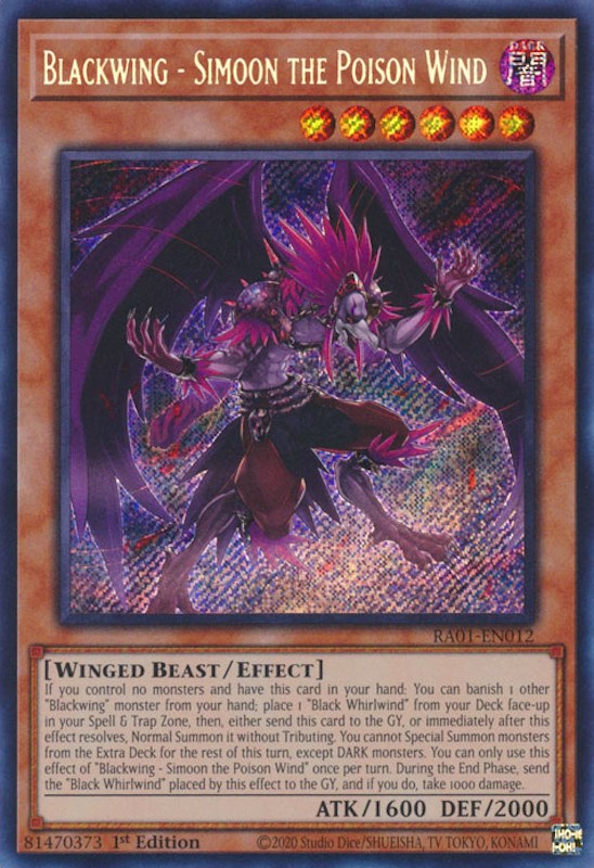Blackwing - Simoon the Poison Wind [RA01-EN012] Secret Rare | L.A. Mood Comics and Games