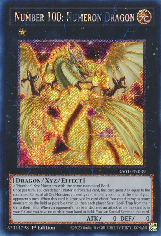 Number 100: Numeron Dragon [RA01-EN039] Platinum Secret Rare | L.A. Mood Comics and Games