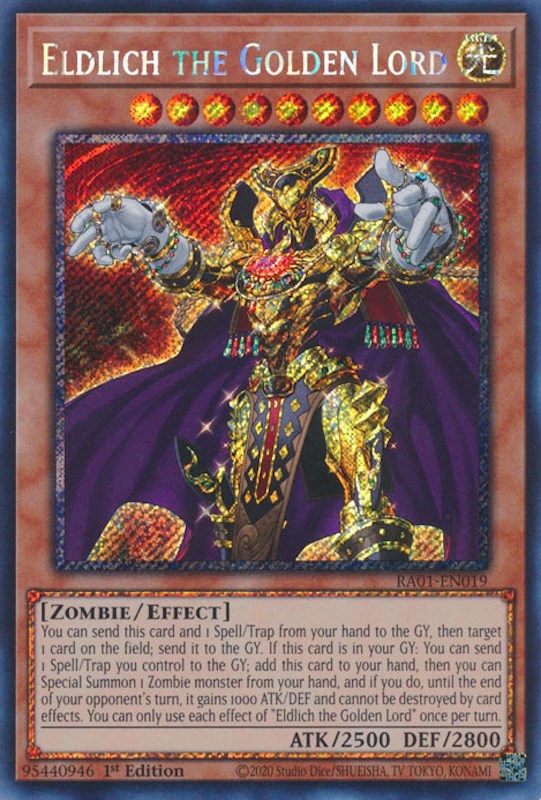 Eldlich the Golden Lord [RA01-EN019] Platinum Secret Rare | L.A. Mood Comics and Games