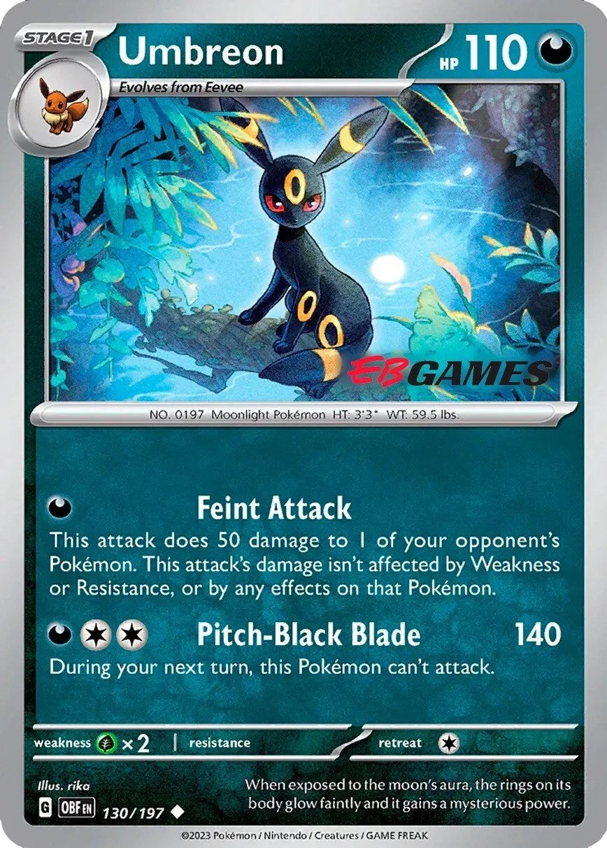 Umbreon (130/197) (EBGames Exclusive) [Scarlet & Violet: Obsidian Flames] | L.A. Mood Comics and Games