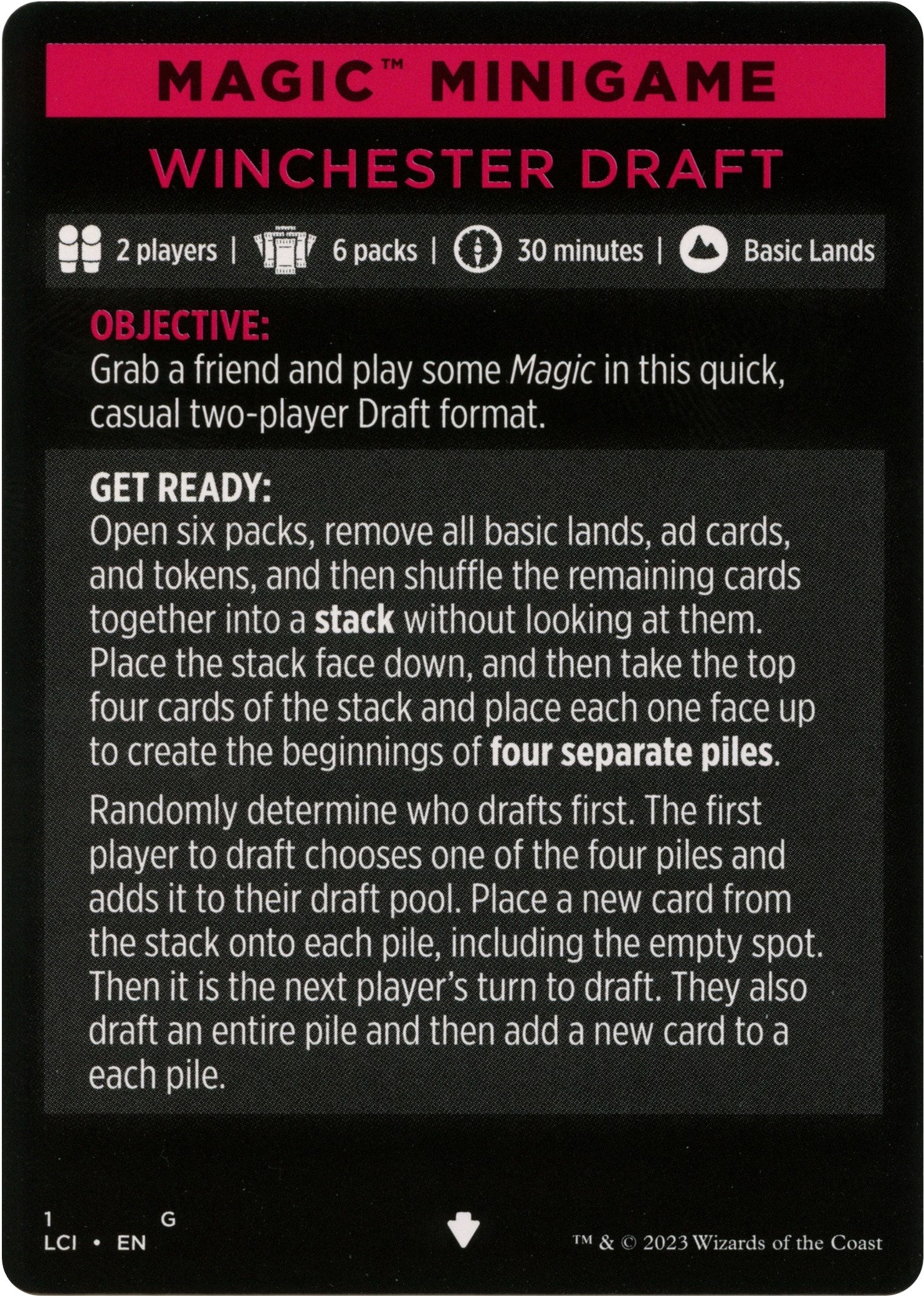 Winchester Draft (Magic Minigame) [The Lost Caverns of Ixalan Minigame] | L.A. Mood Comics and Games