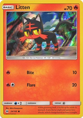 Litten (24/149) (Water Web Holo) [Sun & Moon: Base Set] | L.A. Mood Comics and Games