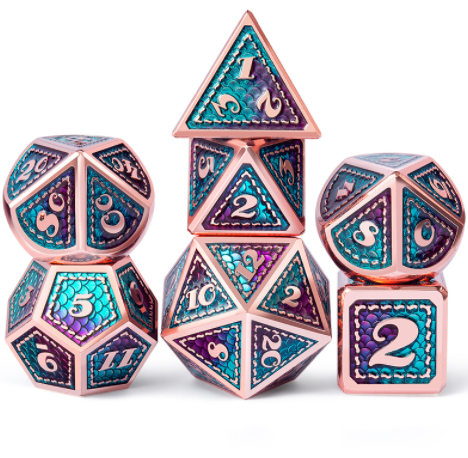 Metal & Enamel Dice Set (7pcs) [Mermaid] | L.A. Mood Comics and Games