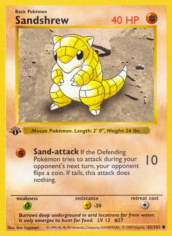 Sandshrew (62/102) (Shadowless) [Base Set 1st Edition] | L.A. Mood Comics and Games