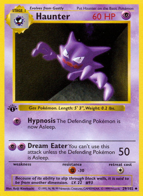 Haunter (29/102) (Shadowless) [Base Set 1st Edition] | L.A. Mood Comics and Games