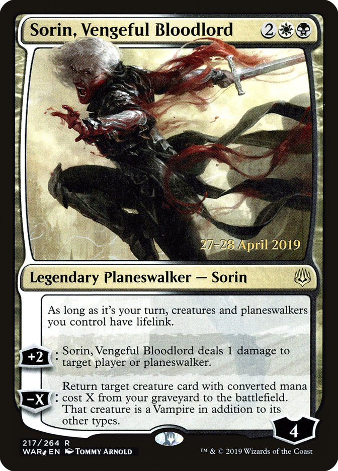 Sorin, Vengeful Bloodlord [War of the Spark Prerelease Promos] | L.A. Mood Comics and Games