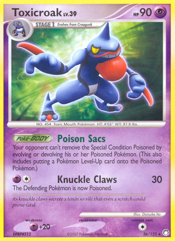 Toxicroak (36/123) [Diamond & Pearl: Mysterious Treasures] | L.A. Mood Comics and Games