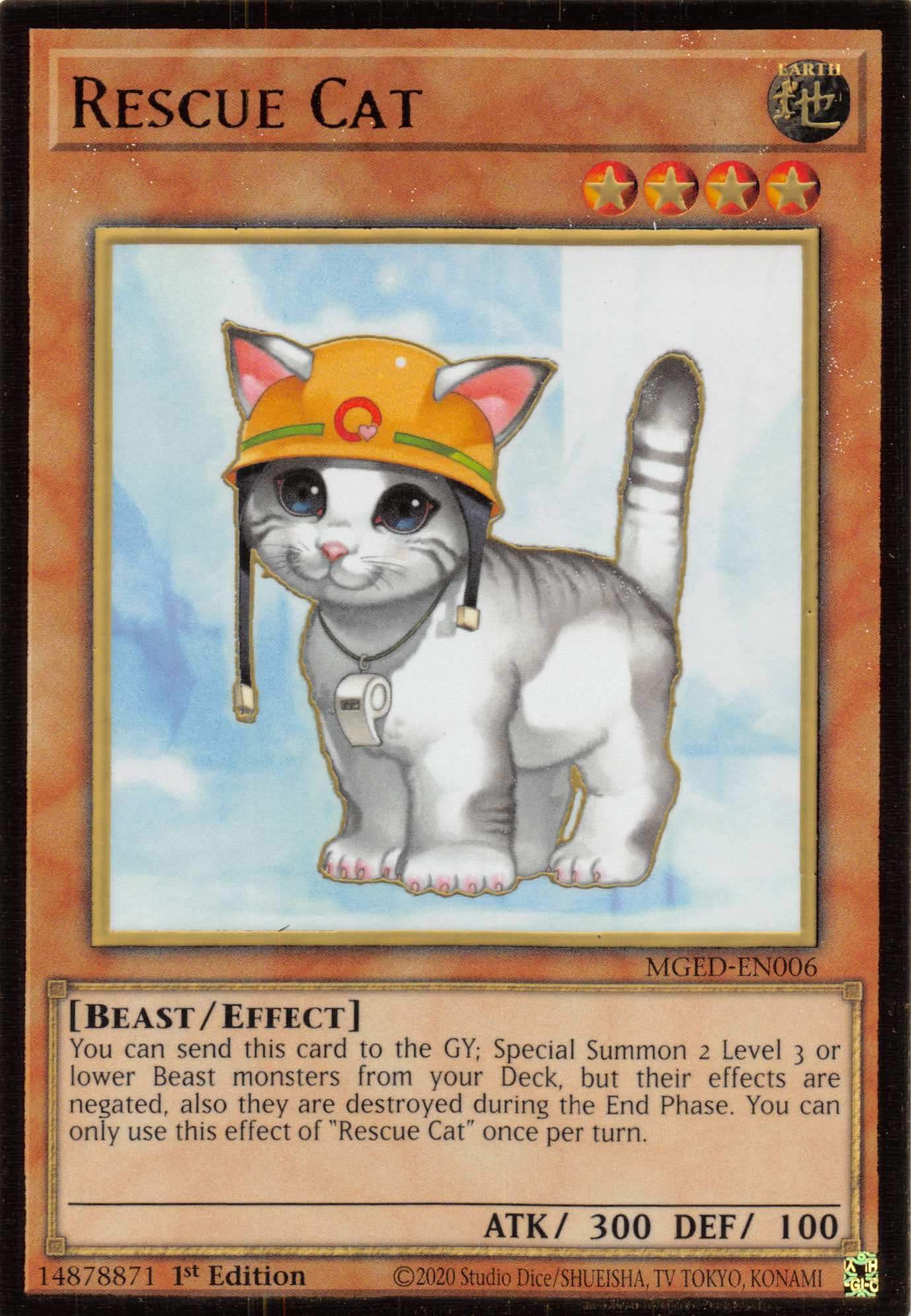 Rescue Cat [MGED-EN006] Gold Rare | L.A. Mood Comics and Games