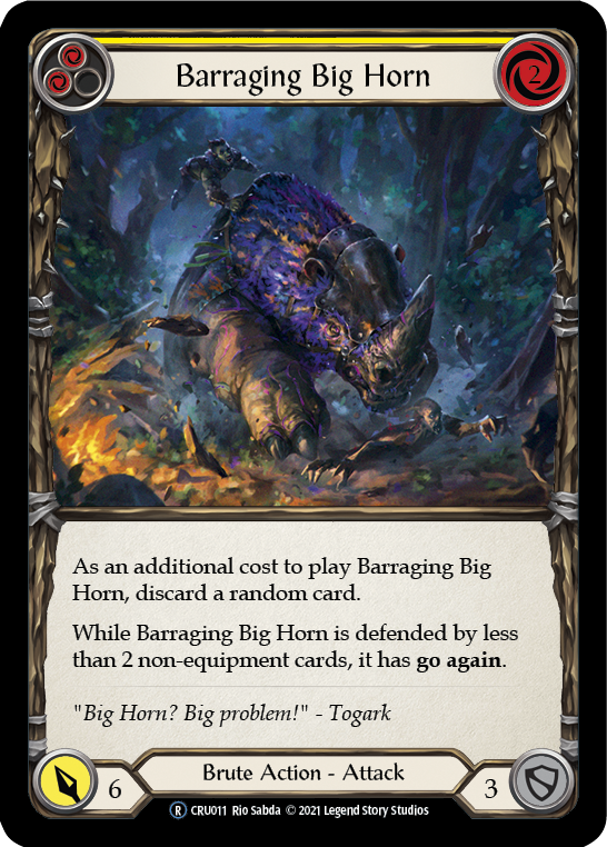 Barraging Big Horn (Yellow) [U-CRU011] (Crucible of War Unlimited)  Unlimited Rainbow Foil | L.A. Mood Comics and Games