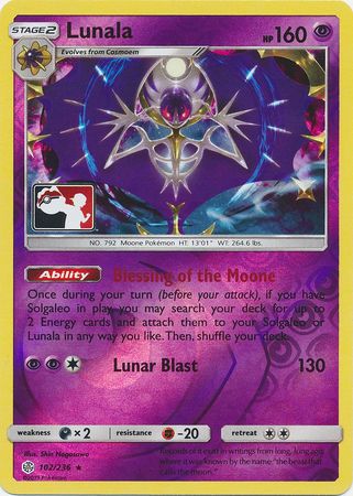 Lunala (102/236) (Pokemon Club Special Print) [Sun & Moon: Cosmic Eclipse] | L.A. Mood Comics and Games