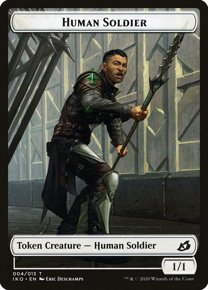 Dinosaur // Human Soldier (004) Double-Sided Token [Ikoria: Lair of Behemoths Tokens] | L.A. Mood Comics and Games