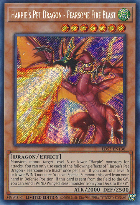 Harpie's Pet Dragon - Fearsome Fire Blast [LDS3-EN138] Secret Rare | L.A. Mood Comics and Games