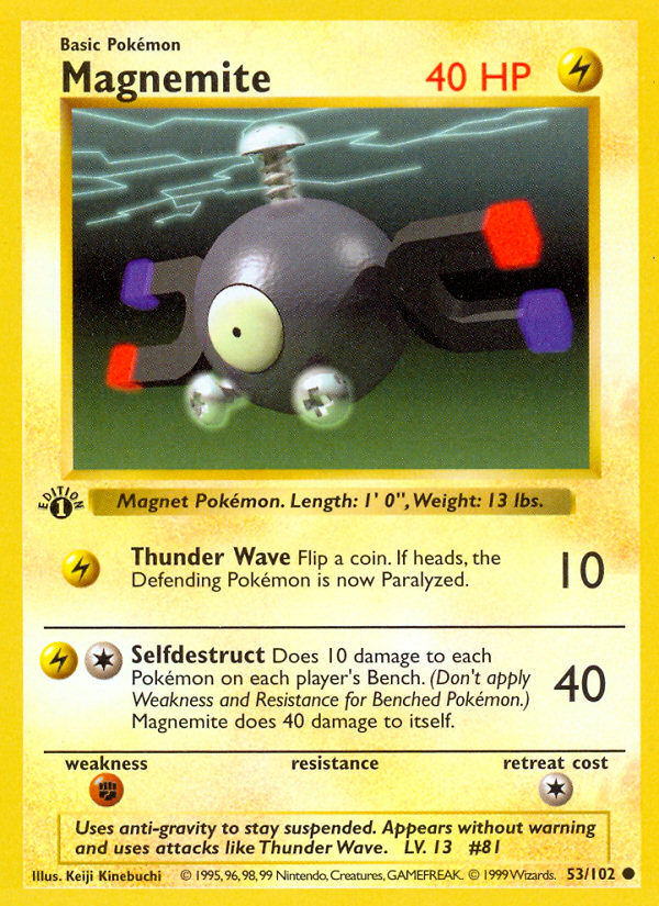 Magnemite (53/102) (Shadowless) [Base Set 1st Edition] | L.A. Mood Comics and Games