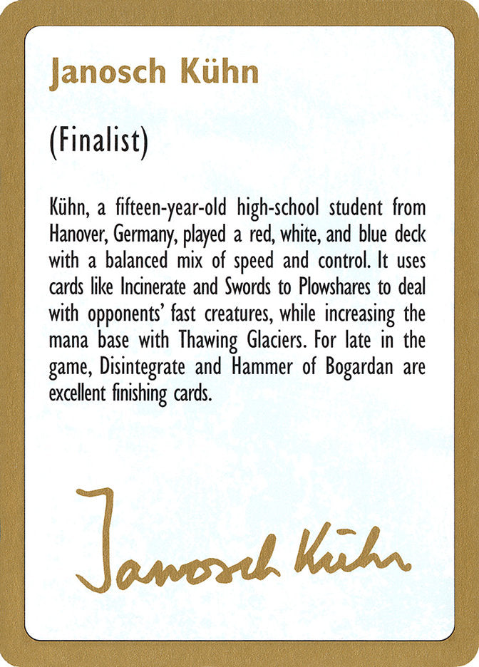 Janosch Kuhn Bio [World Championship Decks 1997] | L.A. Mood Comics and Games