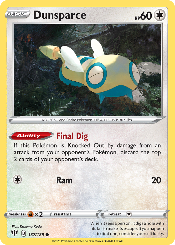 Dunsparce (137/189) [Sword & Shield: Darkness Ablaze] | L.A. Mood Comics and Games