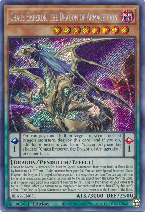 Chaos Emperor, the Dragon of Armageddon [BLAR-EN051] Secret Rare | L.A. Mood Comics and Games