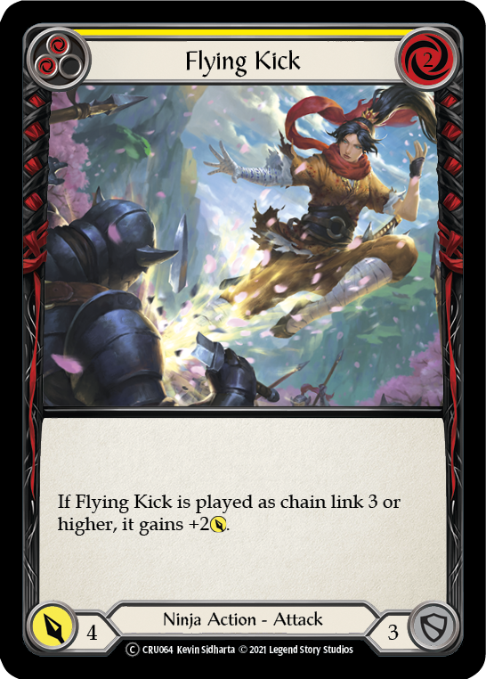 Flying Kick (Yellow) [U-CRU064] (Crucible of War Unlimited)  Unlimited Rainbow Foil | L.A. Mood Comics and Games