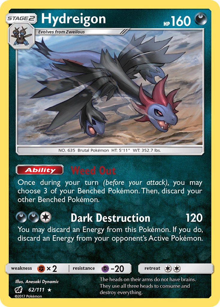 Hydreigon (62/111) (Cracked Ice Holo) (Theme Deck Exclusive) [Sun & Moon: Crimson Invasion] | L.A. Mood Comics and Games