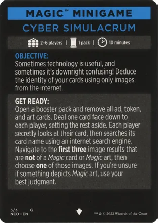 Cyber Simulacrum (Magic Minigame) [Kamigawa: Neon Dynasty Minigame] | L.A. Mood Comics and Games