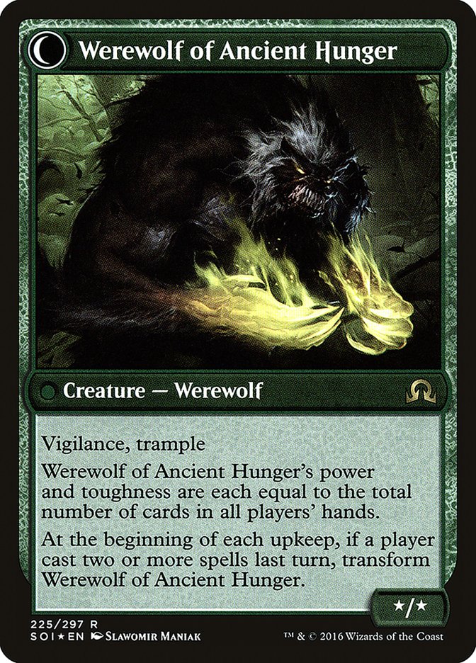Sage of Ancient Lore // Werewolf of Ancient Hunger [Shadows over Innistrad Prerelease Promos] | L.A. Mood Comics and Games