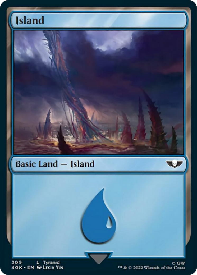 Island (309) (Surge Foil) [Warhammer 40,000] | L.A. Mood Comics and Games