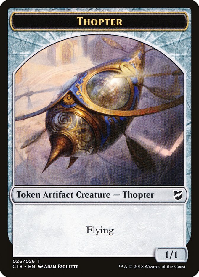 Cat Warrior // Thopter (026) Double-Sided Token [Commander 2018 Tokens] | L.A. Mood Comics and Games